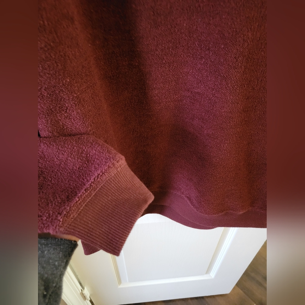 BDG Urban Outfitters V-Neck Oversized Sweatshirt French Terry Burgundy Large - Picture 4 of 8